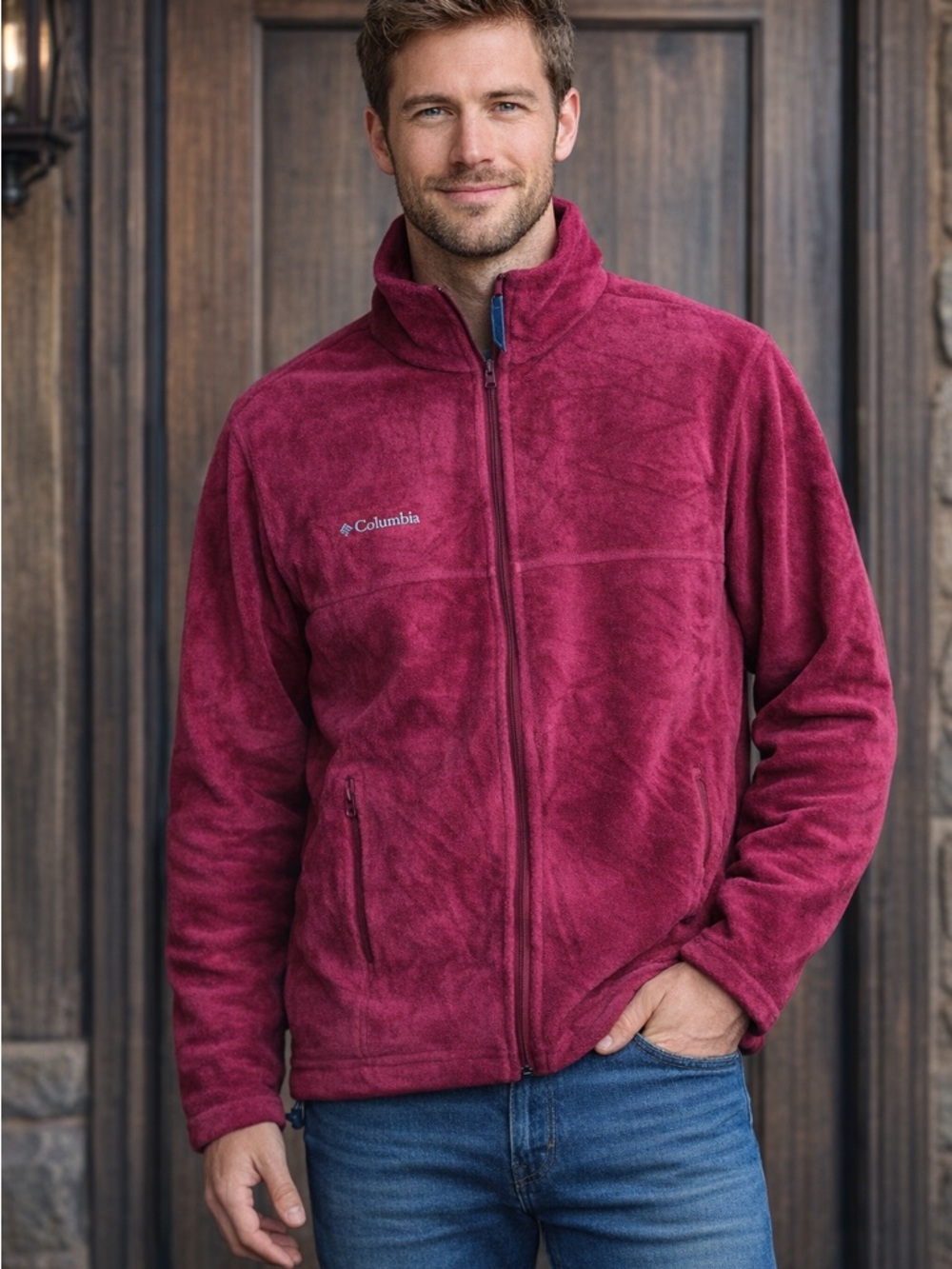 Men’s Columbia Deep Red Fleece Jacket